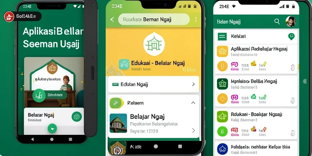 Antarmuka aplikasi 234E yang intuitif dan interaktif untuk belajar ngaji.