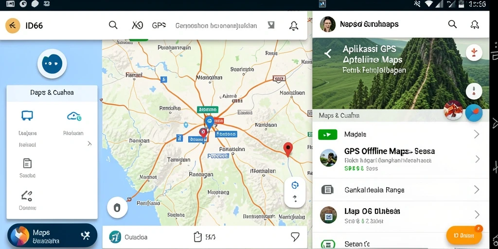 Antarmuka user-friendly aplikasi GPS Offline Maps ID66 yang menarik.