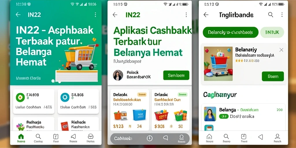 Tampilan antarmuka aplikasi IN22 menunjukkan fitur Cashback yang menarik.