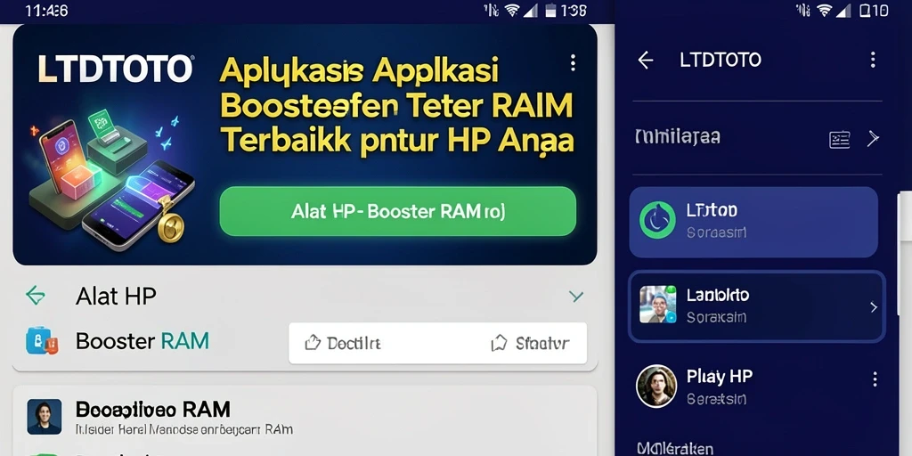 Tampilan antarmuka LTDTOTO yang user-friendly dan fungsi Booster RAM.