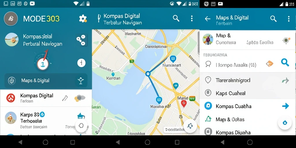 Antarmuka aplikasi Kompas Digital MODE303 yang informatif dan intuitif.