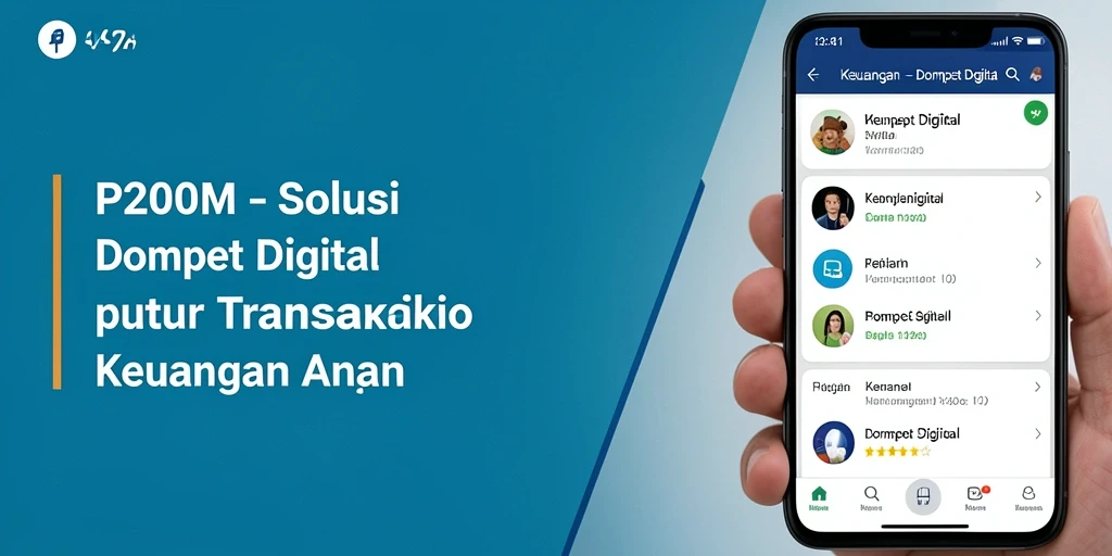 Tampilan antarmuka aplikasi Dompet Digital P200M yang modern dan user-friendly.