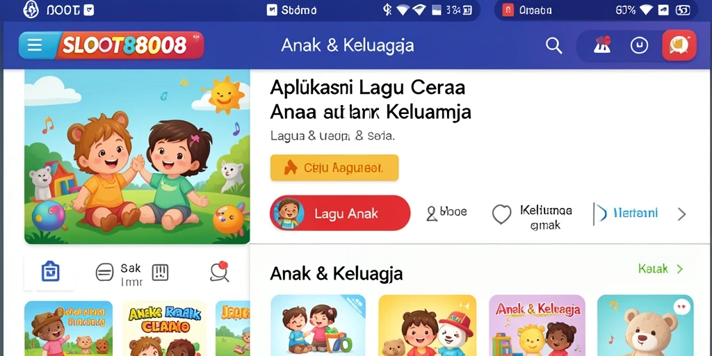 Antarmuka SLOT8808 menampilkan berbagai lagu anak yang ceria dan interaktif.