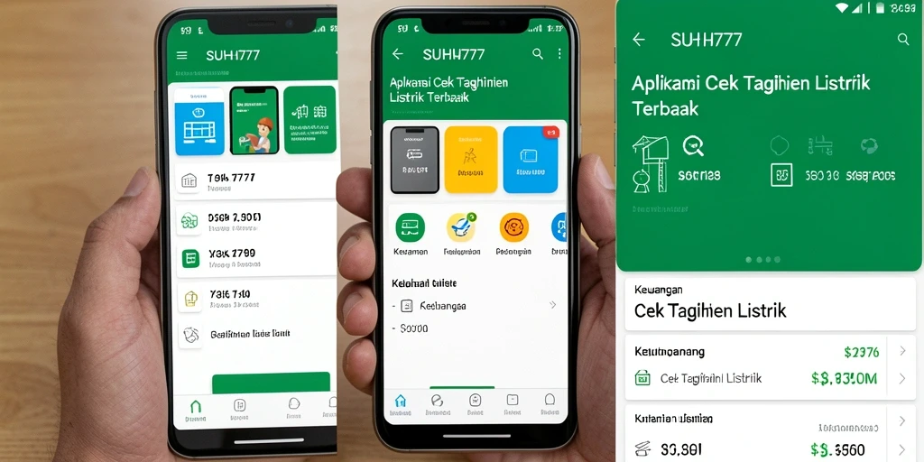 Tampilan antarmuka aplikasi SUHU777 untuk cek tagihan listrik.